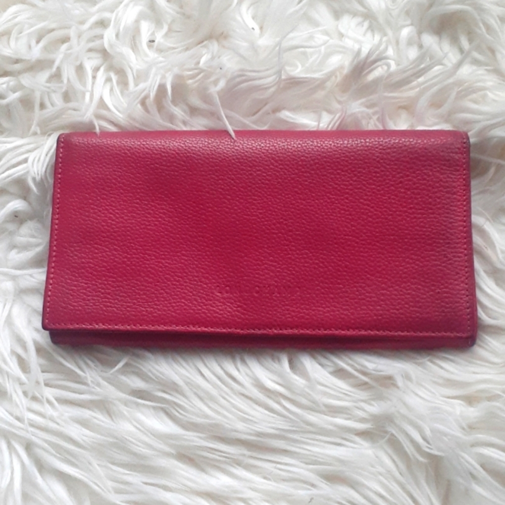 Longchamp Long Pink Leather Check Wallet